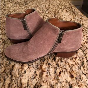 Tan Suede Zip-Up DSW Ankle Booties - Size 6M